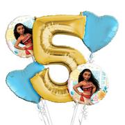 Moana 5th Birthday Balloon Bouquet 5pc